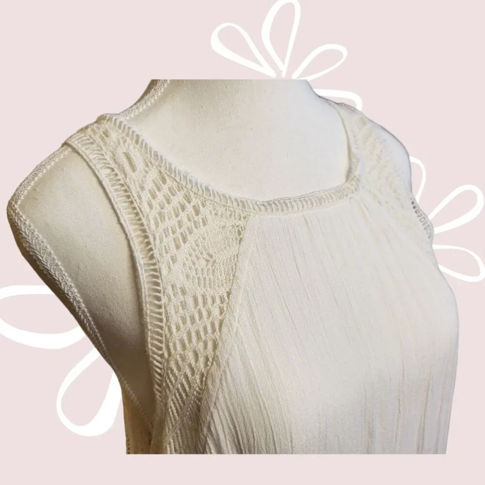 O'NEILL Swim Coverup Sheer White Tank Dress Size L - Large - Picture 3 of 7